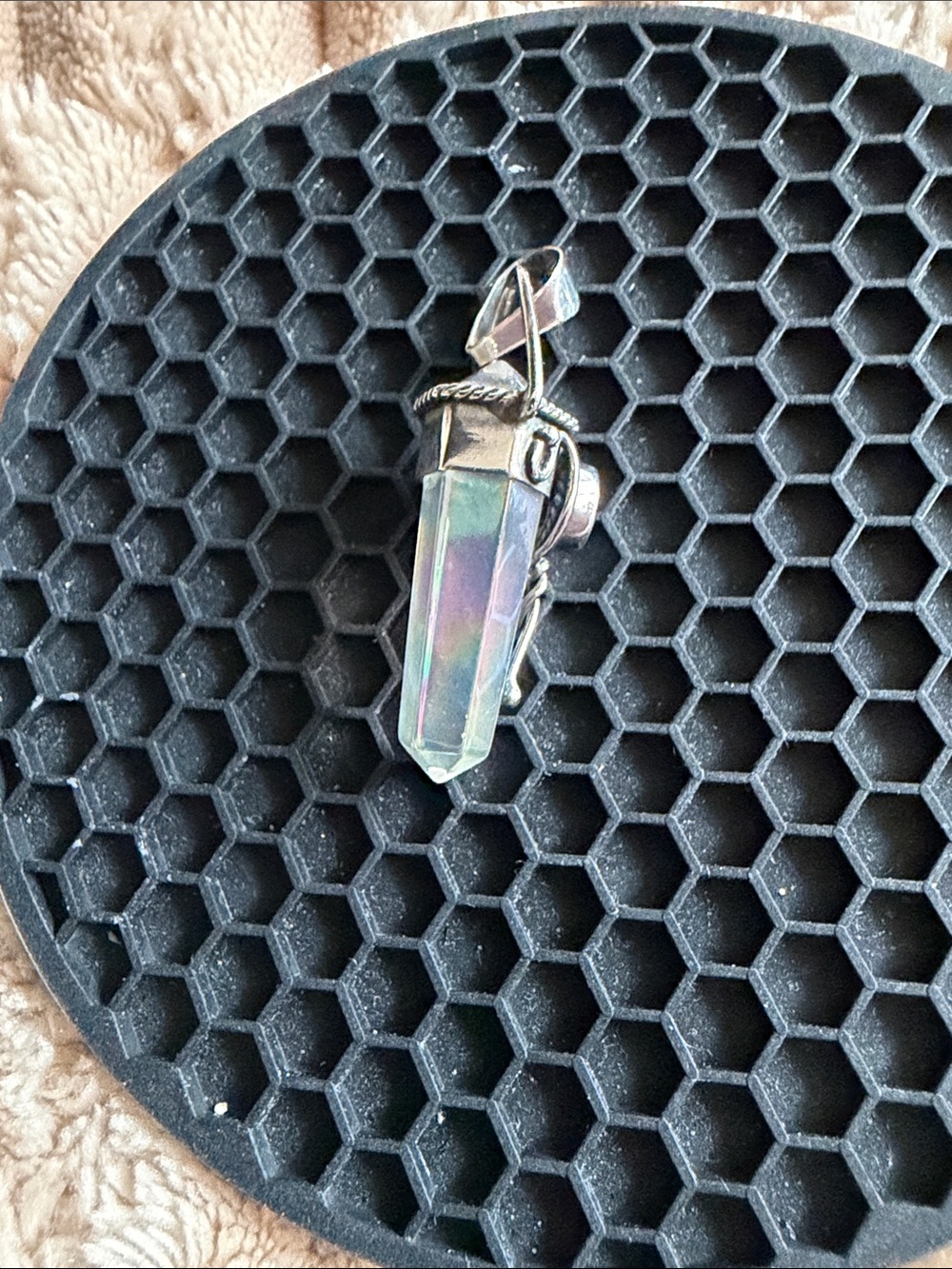 Opal & Quartz in Sterling Silver Setting Pendant - Picture 4 of 5